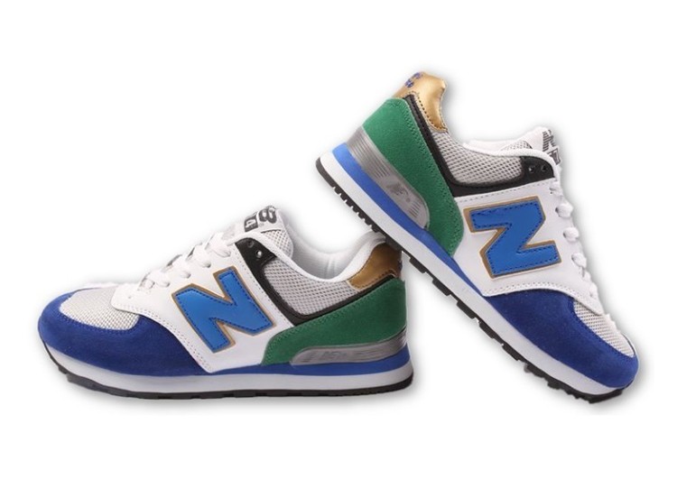 נעלי ניו באלאנס-New Balance 574 BLUE WHITE GOLDEN – תמונה 3