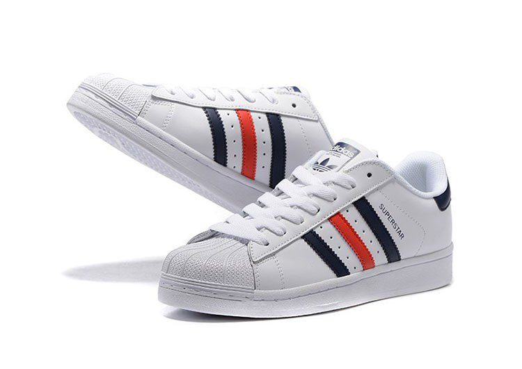 נעלי אדידס-ADIDAS Stan Smith - Shell Head White Dark Blue Red – תמונה 8