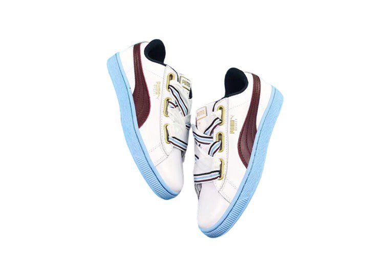 נעלי פומה- PUMA basket heart rihanna leather -White-Seal Brown – תמונה 2