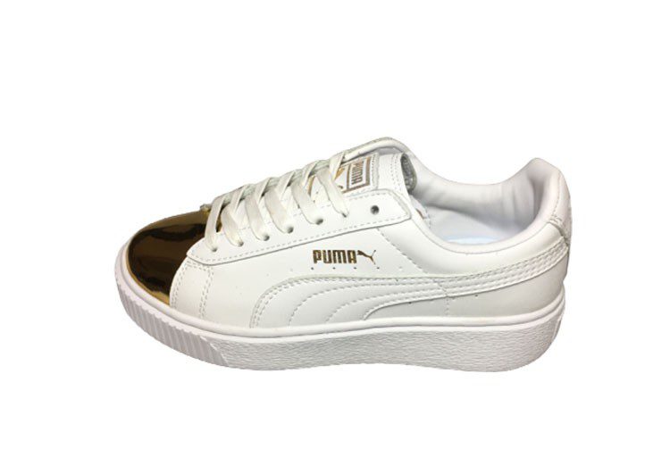נעלי פומה- Puma platform shoes top pog leather gold head silver hesd frosted hesd flash drill bit-Gold – תמונה 4