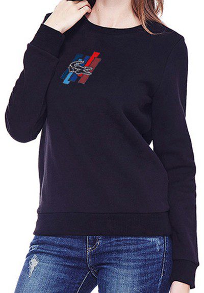 לקוסט-LACSOTE SWETER WOMEN DESGIN- BLACK
