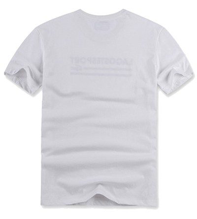 לקוסט-LACSOTE TSHIRT DESGIN MEN SHORT - White & Black Logo – תמונה 2