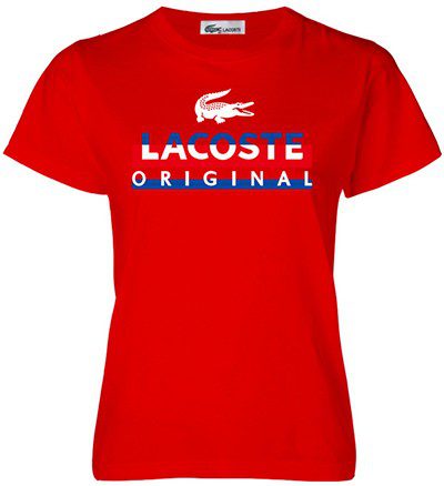 לקוסט-LACSOTE TSHIRT WOMEN DESGIN SHORT - RED