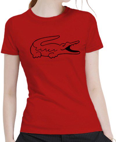 לקוסט-LACSOTE TSHIRT WOMEN DESGIN SHORT - RED