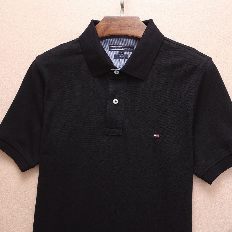 טומי הילפיגר-TOMMY POLO MEN'S TSHIRT - Black – תמונה 3