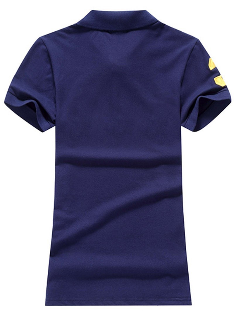 ראלף לורן-RALPH LAUREN POLO TSHIRT SHORT WOMEN - Nave Blue & Yellow Logo – תמונה 2