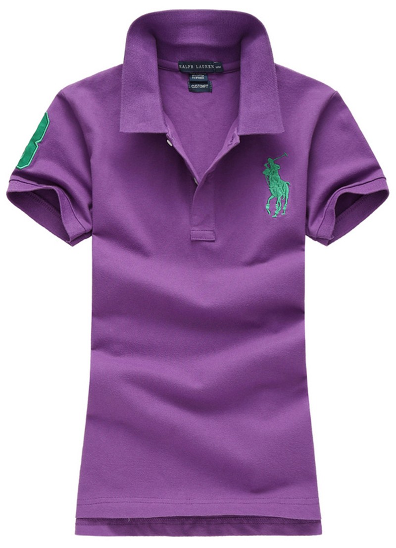 ראלף לורן-RALPH LAUREN POLO TSHIRT SHORT WOMEN - Purpel & Green Logo – תמונה 2