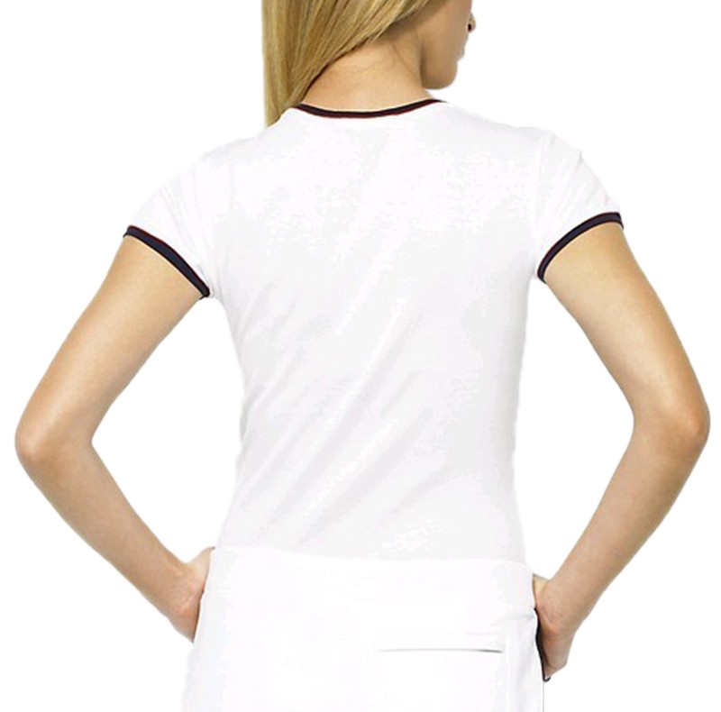 ראלף לורן-RALPH LAUREN POLO TSHIRT SHORT WOMEN - White Black Border – תמונה 2
