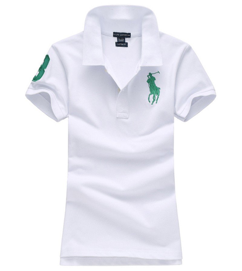 ראלף לורן-RALPH LAUREN POLO TSHIRT SHORT WOMEN - White & Green Logo – תמונה 2