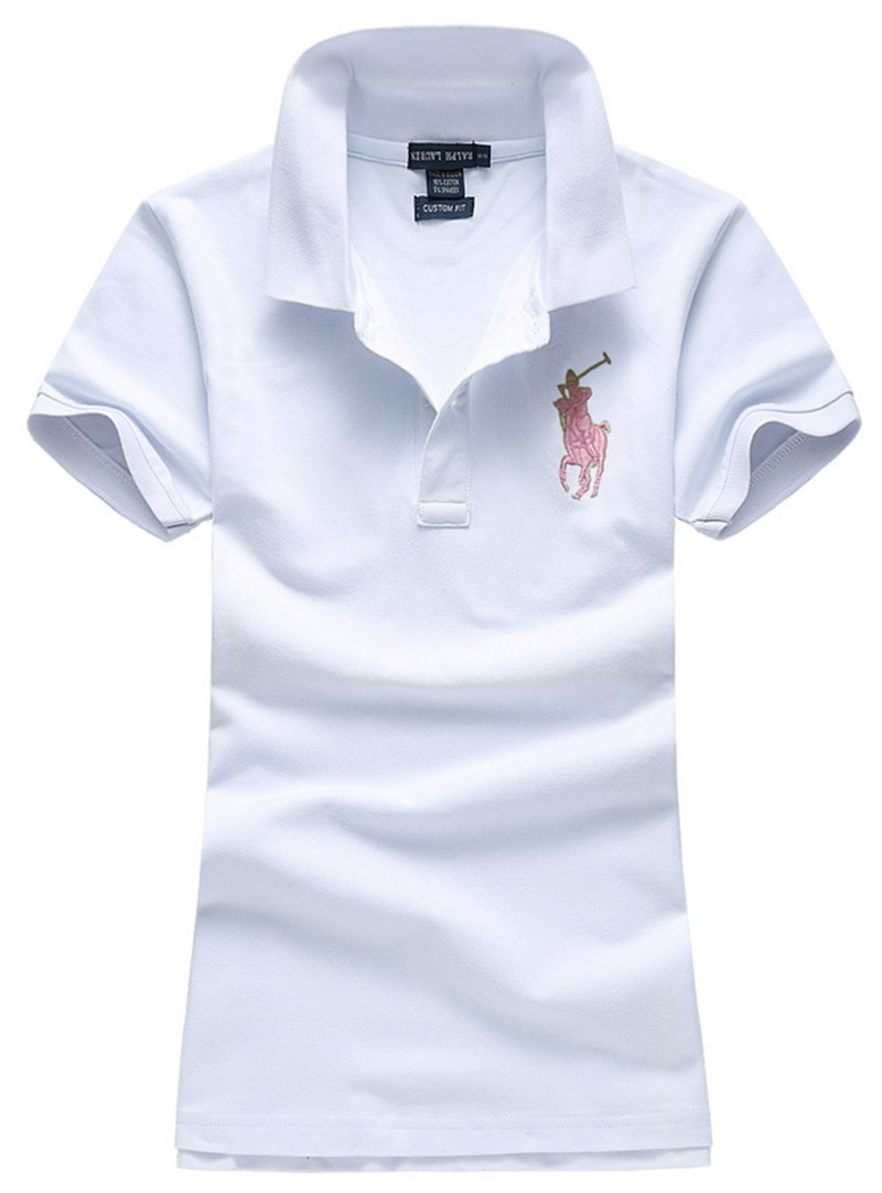 ראלף לורן-RALPH LAUREN POLO TSHIRT SHORT WOMEN - White & Pink Logo – תמונה 2