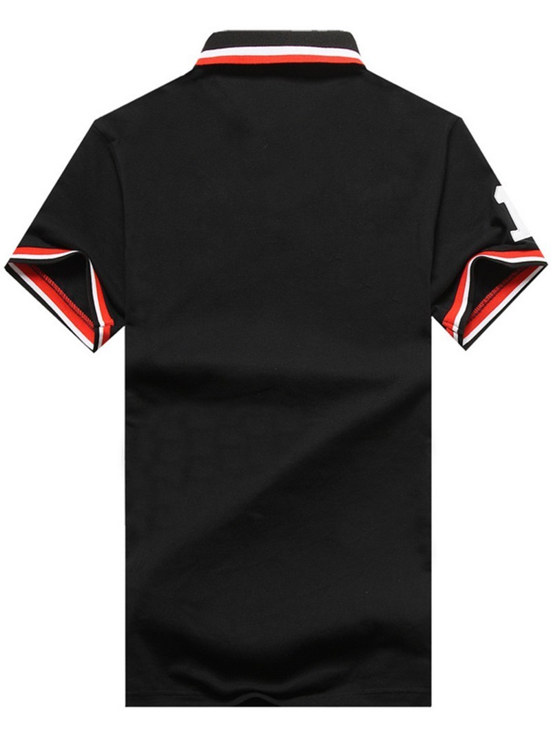 ראלף לורן-RALPH LAUREN POLO TSHIRT SHORT BIG PONY MEN'S- BLACK RED & WHITE – תמונה 2