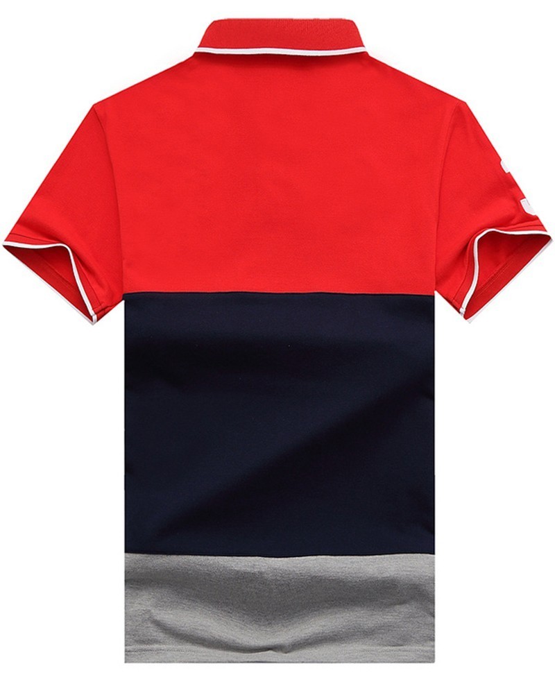 ראלף לורן-RALPH LAUREN POLO TSHIRT SHORT BIG PONY MEN'S-RED NAVY BLUE & GRAY – תמונה 2