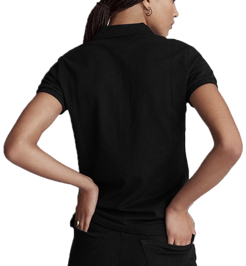 ראלף לורן-RALPH LAUREN POLO TSHIRT SHORT WOMEN - BLACK – תמונה 2