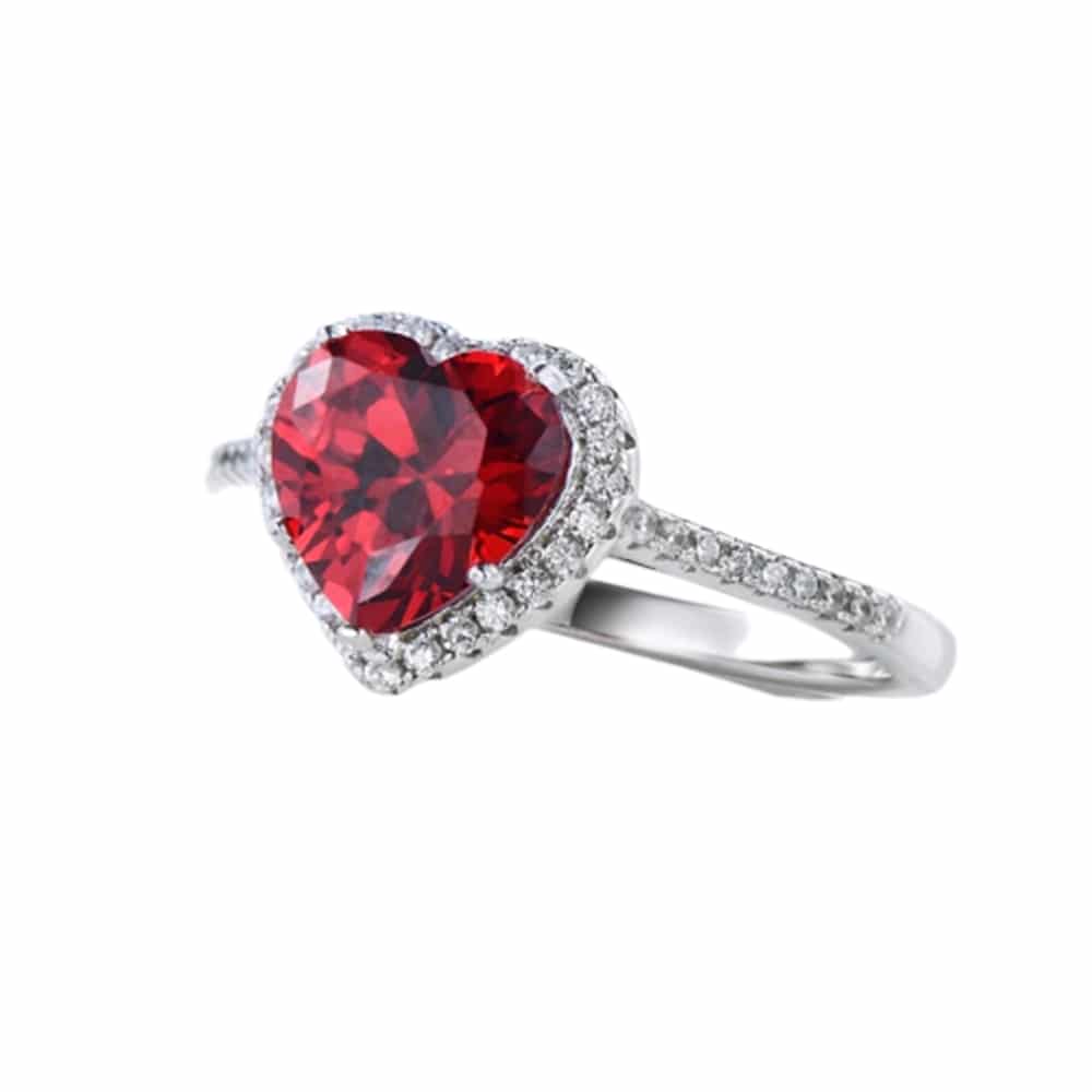 טבעת יוקרה-Silver Red Red Heart Ring 5A CZ Zirconia Wedding Jewelry brand – תמונה 4
