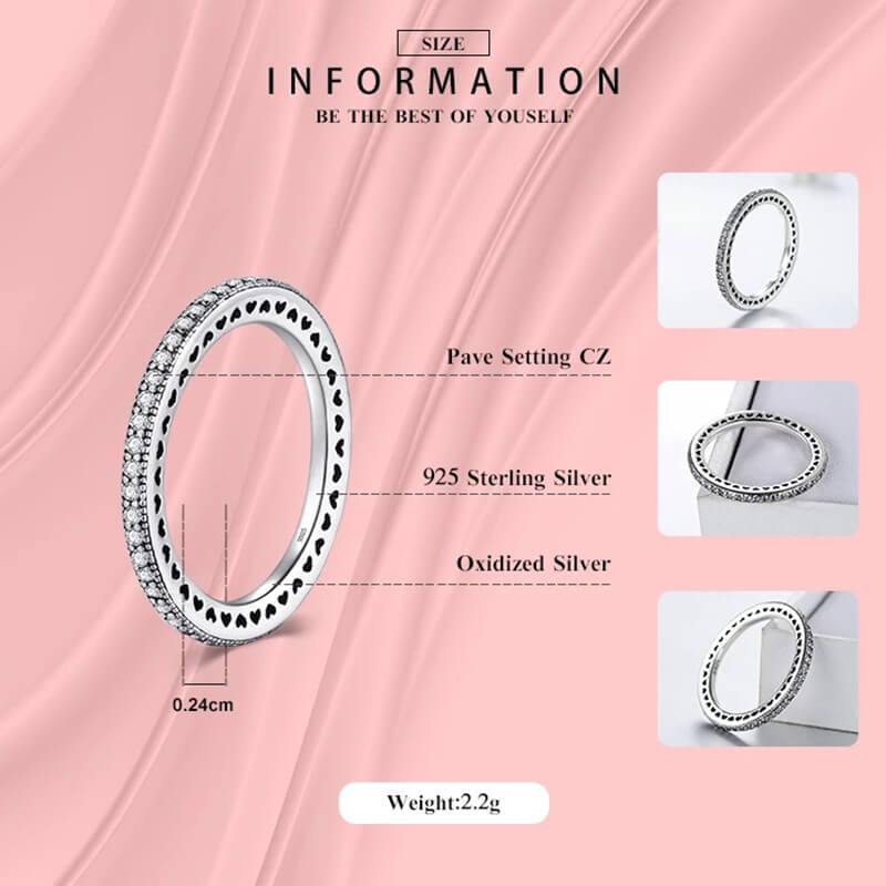טבעת יוקרה-Silver Ring Clear CZ Fashion Stackable Vintage Classic Luxury For Women – תמונה 5