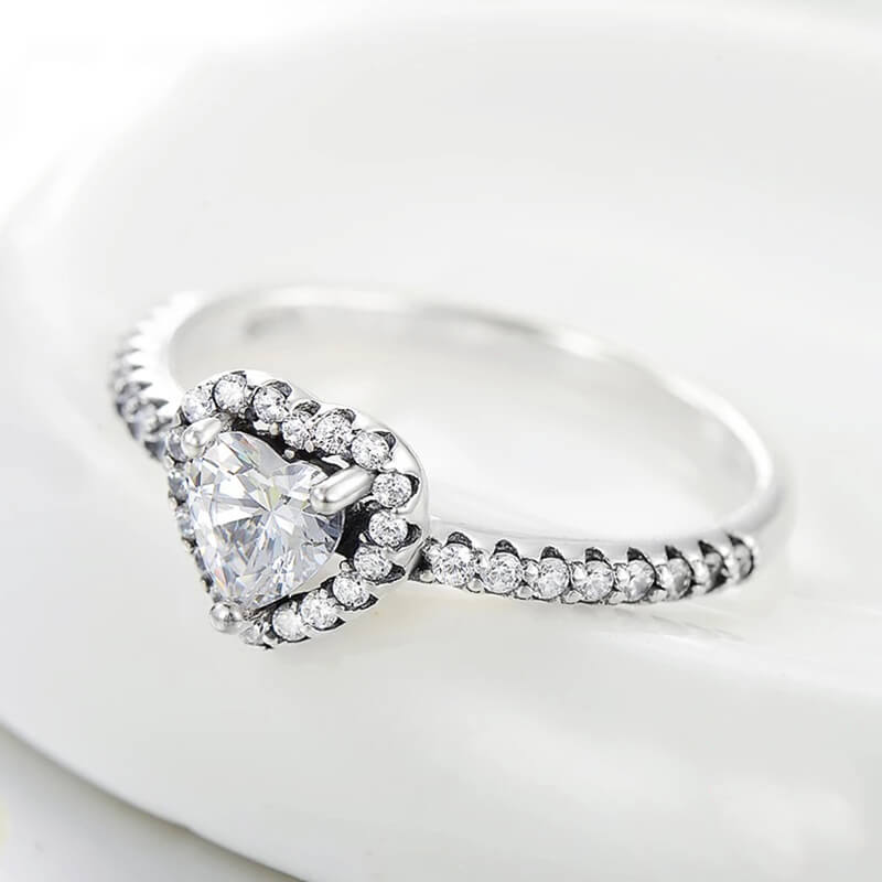 טבעת יוקרה-Silver Finger Rings Charm Clear CZ Finger Rings For Women – תמונה 4