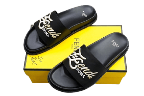 פנדי - FENDI SLIPPERS - Black & White – תמונה 5