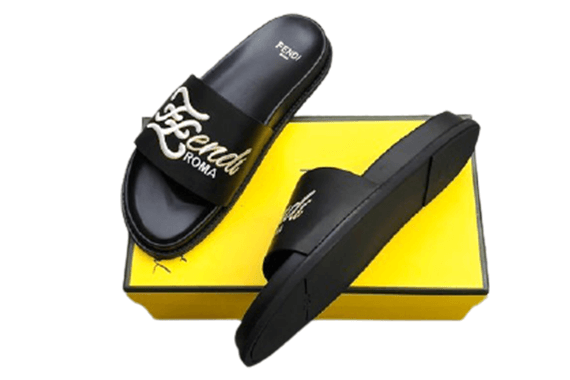 פנדי - FENDI SLIPPERS - Black & White – תמונה 4