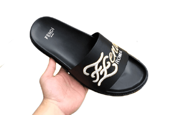 פנדי - FENDI SLIPPERS - Black & White – תמונה 2