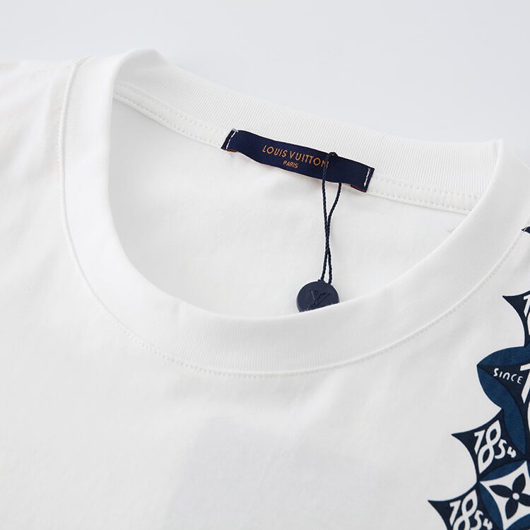 Louis Vuitton-לואי ויטון TSHIRT - White Regal Blue & Black – תמונה 4