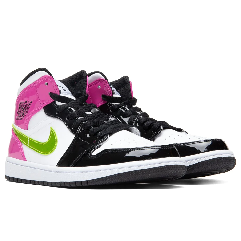 נייק ג'ורדן-Nike Air jordan 1 Mid - WHITE BLACK PINK GS – תמונה 4