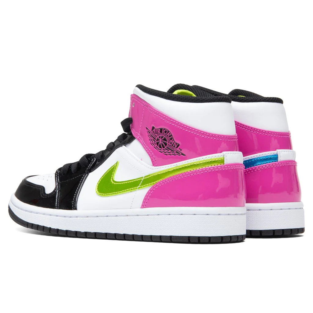 נייק ג'ורדן-Nike Air jordan 1 Mid - WHITE BLACK PINK GS – תמונה 3