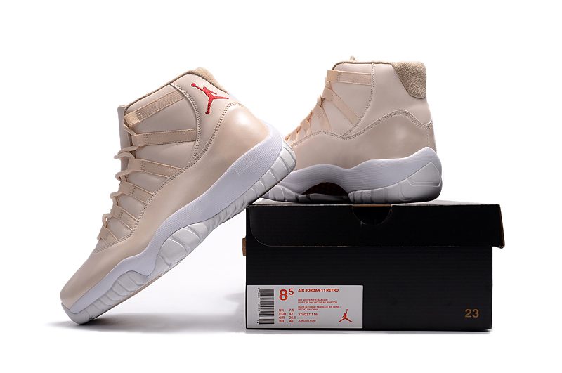 NIKE Air Jordan XI 11 Retro Creamy White Maroon Men Shoes – תמונה 4