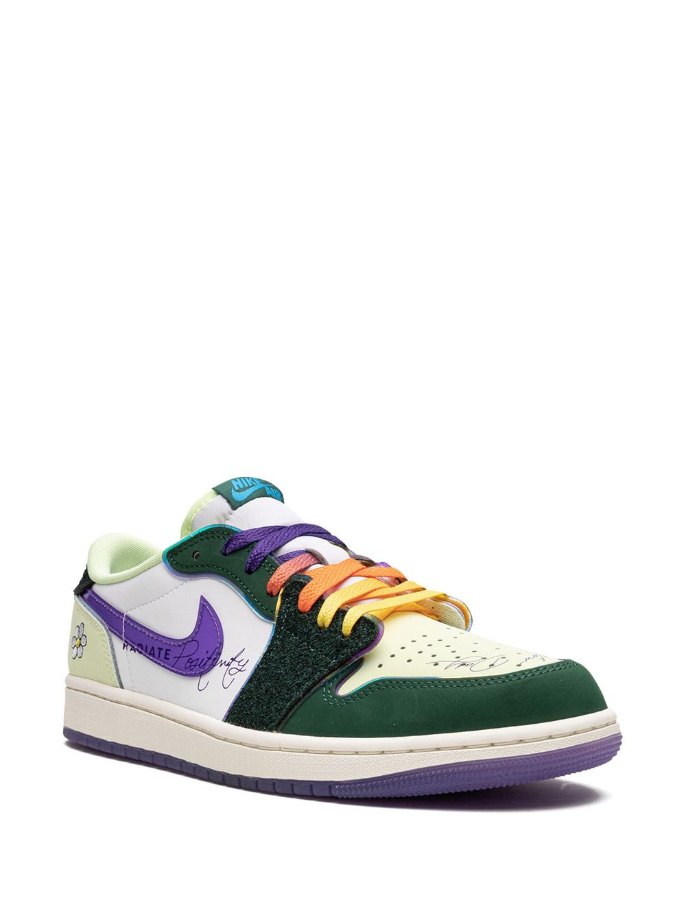נייק ג'ורדן -NIKE AIR JORDAN 1 LOW - Green/purple/white – תמונה 2